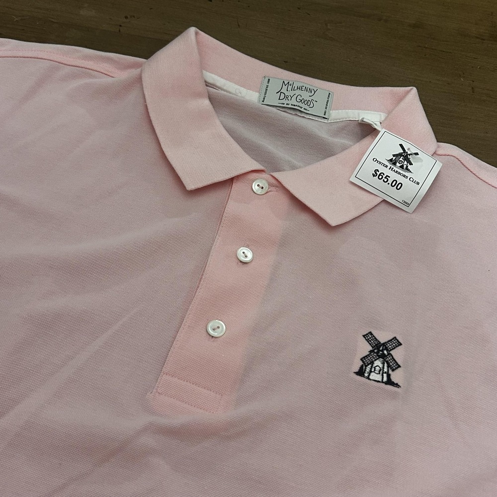 McIlhenny Dry Goods Polo Shirt Mens Large Pink Windmill Embroidered 0322 Reserve